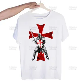 Camisetas masculinas Cavaleiros medievais Templários camiseta estampada Men Retro Tops lavados ts harajuku camarda strtwear hip hop camisetas masculinas T240425