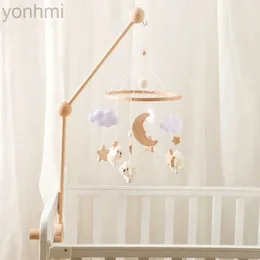 Mobils# Wooden Baby Rattle Mobile 0-12 Month Felf Cartone Sheep Star Moon Moon Music Box Hanging Bed Bell Crib Crib Bracket Toy D240426