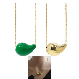 Bleknar aldrig dropphalsband för kvinnor 18k guldpläterad lyxdesigner halsband rostfritt stål hänge halsband kedja smycken fest gåva