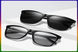 Ретро -квадратный по -поляризованный для мужских солнцезащитных очков мужские солнцезащитные очки Chameleon Transition Lens UV400 Anti -Marare Усталость глаз2475416