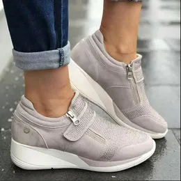 Scarpe casual donna sneaker grigio con zipper piattaforma addestratori donne allacciata tenis femminino zapatos mujer womens