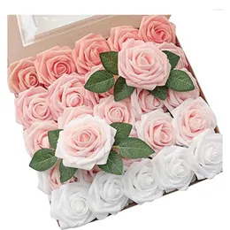 Fiori decorativi 25 rose artificiali con asta decorazione per la casa gradiente bouquet per la decorazione del matrimonio fai -da -te durevole 8 x 18 cm