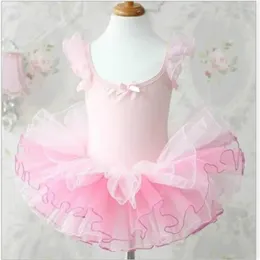 Bühnenbekleidung Pink Gymnastics Ballet Trikot für Baby Kleinkind Girls Tutu Rock Tanz Jumpsuits Kleidung Outfit Kinder lang Ärmeln Kleid