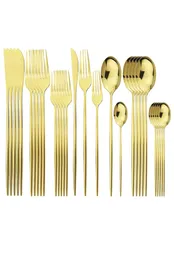 30Pcs Gold Cutlery 1810 Stainless Steel Dinnerware Knife Dessert Fork Spoon Dinner Silverware Kitchen Tableware Set 2011284458033