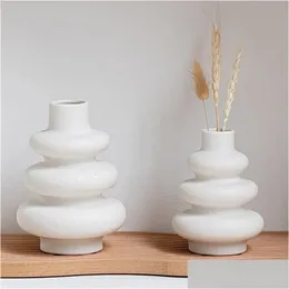Вазы Круг Керамическая ваза пампас трава современные сушеные цветы декоративные для центральных кухонных офисов.