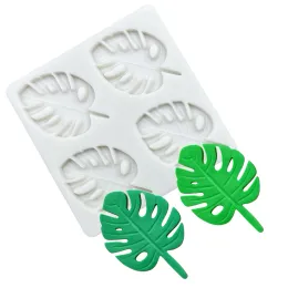 Mögel monstera deliciosa blad silikon sockermögel mögel hartsverktyg cupcake bakning mögel fondant kakedekoration verktyg