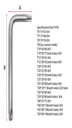 L SAFT T6 T7 T8 T10 T15 T20 T25 T30 T40 T45 T50 Security Torx śrubokrętny