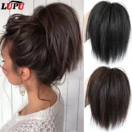 Chignon chignon chignon lupu pão de cabelo sintético banda de cabelo liso elástico chignon wrap updo peças de cabelo falsas para mulheres