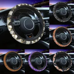 Крышки рулевого колеса чернокожие серые современные Geo Gold Triangles Cover Geometric Auto Protector для автомобильных аксессуаров седана