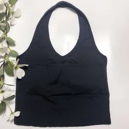 new yoga 24 vest womens neck hanging beauty bracelet chest cushion gathering fitness top high waist covering stomach dance training clothes