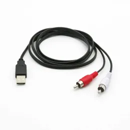 ANPWOO 1,5 M USB till dubbel Lotus-kabel USB till 2RCA Audio och videokabel Set-Top Box TV USB till ljudförlängningskabel