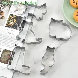 Moulds Stainless Steel Cat Cookie Mousse Ring Mold 5piece DIY Printed Baking Set Cookies Cutter Baking Accessories Baking Tool