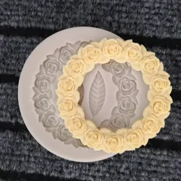 Formar Rosette Leaves Silicone Mold Harts Cake Diy Chocolate Picture Frame Sugar Baking Forms Gjutning Dekorationsverktyg