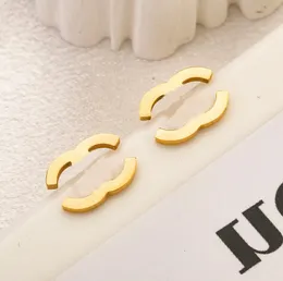 Asla soluk harf saplama küpe 18k altın kaplama lüks tasarımcı küpe paslanmaz çelik kadınlar için erkek mücevher partisi takı mücevher