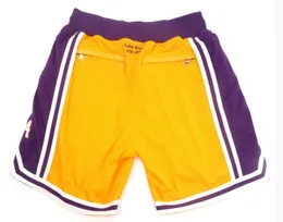 New Shorts Team Shorts Vintage 19782020 Baseketball Shorts zíper de bolso de corrida 8 e 24 cor amarela apenas Tamanho SX7356589