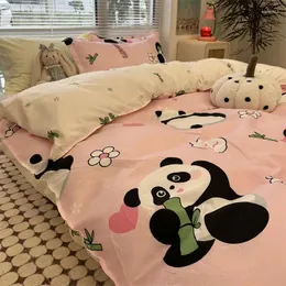 Bedding Sets Panda King Size Set Men Beddings Cama de casal 4 pedaços de algodão puro quarto nórdico Wind Quilt capa estudante