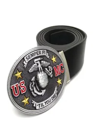 Fashion Belts For Men With United States Marine Corps USMC quotsemper FIquotquot Til You Diequot Big Belt Buckle Cowboy Cl7259949