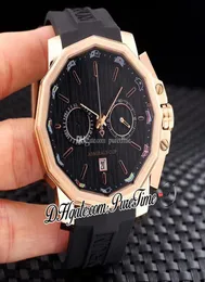 New Admiral039s Cup Seafender 75323191 Miyota Quartz Chronograph Mens Watch Rose Gold Black Dial Black Rubber Watches Puretim6630398