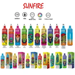 Sunfire Tornado 9000 Puffs 10K engångsvapspenna E Cigarett 600mAh Uppladdningsbart batteri 18 ml POD Mesh Coil Disponer E-cigaretter Förfylld disponibla pennkit