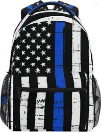 Backpack Blue Lives Matter School Lightweight Thin Line Bookbag American Flag For Students Travel