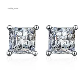 Mode smycken 1.2ct 2ct Big Size Luxury 925 Silver Square Moissanite Wedding Earrings for Brides