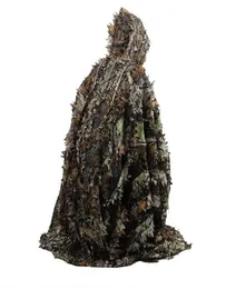 Hunting Camo 3D Leaf Cloak Yowie Ghillie Breathable Open Poncho Type Camouflage Birdwatching Windbreaker Sniper Suit Gear3871781
