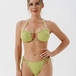 2024 bikini düz renkli seksi bikini kadın mayo