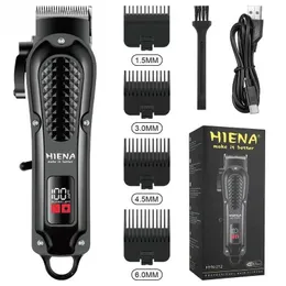 Hårtrimmer HIENA HYN-212 Electric Clipper UBS uppladdningsbart trådlöst skägg Mens Power Trimning Tool Q2404272