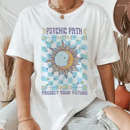 Frauen T-Shirts Kuakuayu Hjn Sommer Frauen Zigeuner Boho Top Psychic Path Himmelsmystische mystische T-Shirt Ladies Vintage Cotton Lose Shirt Hexe