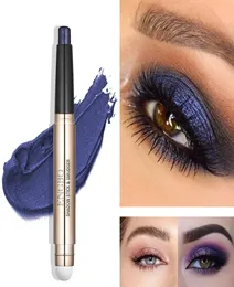Double Eyeshadow Stick with Smudger Creamy Eyes Shadow Pencil and Blending Brush Shimmer Blue Red Green Make Up8550999