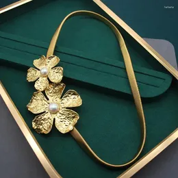 Cinture personalizzate di grandi dimensioni con fibbia della fibbia della testata elastica abbigliamento elastico vestito oro opaco 24k cintura annuale