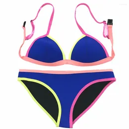 Moda de banho feminina ching yun biquíni 2024 maiô de estilo push up women women laswear neoprene contraste costura sc006