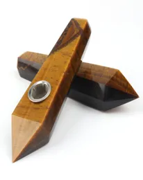 Tiger Eye Crystal Fumage Pipes Energy Stone Moda Gemstone Torre Natural Quartz Ponto Tobacco Pipe com BOLE Box6603549