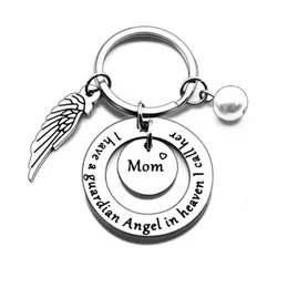 Mom Dad Keychain Loss of Mother I have a guardian Angel in heaven I call her Mom Key chains