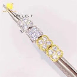 PRODUZIONE DI GIOITÀ HIP HIP HIP HIP Cluster VVS Moissanite Pass Tester Diamond Silver Iced Ourrer Studs for Women Men