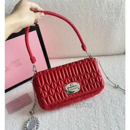 Cute Pleated Chain Shoulder Bag Gemstone Embellishment Crossbody Luxury Designer Bags Top Quality Handbags Genuine Leather Satchel Bag Party Business Waist Bag