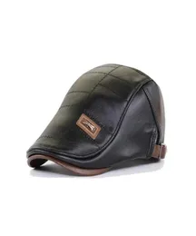 Jamont 2020 PU deri Newsboy Cap Kış Beraları Erkek Sıcak Vizörler Moda Mektubu Snapback Caps Erkekler İçin Kemik Gorras Casquette1576320