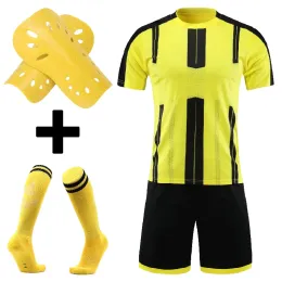 Fußball für Erwachsene Kinder Fußball Trikot Set Survetement Football Kit Custom Männer Kinder -Futbol -Training Uniformen Anzüge mit Socken und Schienbein Guard