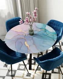 Table Cloth Marble Turquoise Pink Round Elastic Edged Cover Protector Waterproof Polyester Rectangle Fitted Tablecloth