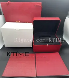 2020 Nya ankomster Top Quality Red Box Presenttagg för bilklockor Broschyrtaggar och papper på engelska Swiss Watches Boxes Handbags4113719