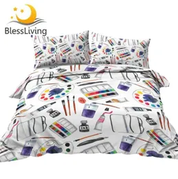 Benção abençoando suprimentos de cama de cama de aquarela capa de edredão tinta tintas de paleta Conjunto de pincéis king -bedmas de cama Decoração de quarto 5893812