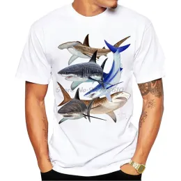 티셔츠 새로운 여름 남자 짧은 소매 재미있는 바다 생명 예술 저장 상어 고래 디자인 Tshirt 귀여운 바다 동물 프린트 소년 캐주얼 탑 티