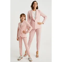 Abiti estivi per ragazze rosa tacca di tacca con taglio singolo blazer casual formale smoking smoking vestiti da ragazza