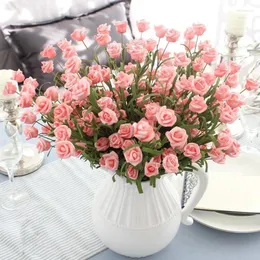 Fiori decorativi 10 teste/bouquet piccoli rose artificiali fiore decorazione per matrimoni fai -da -te decorazioni per la casa regali rosa sztuczne kwiaty flores