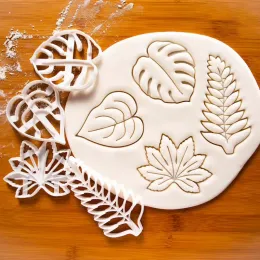 Formen DIY Cookie Embosser Form Agave Efeu Schildkröte Blatt Kunststoff Kekse Schimmel Fondant Kuchen Dekoration Werkzeuge Blattmuster Backformen