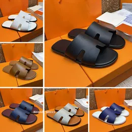 Дизайнерские сандалии zmir Men Men Кожаные тапочки роскошные плоские слайды Flip Flop Summer Beach Casual Fashion Sandal с размером коробки 38-46