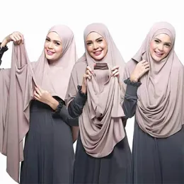 Stil 75*180 cm muslimsk bubbla chiffong Instant Hijab Femme Musulman headwrap Islamic Headscarf Hijab Cotton Modal Shawl 240416