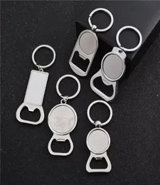 Party Favor SubliMation Blank Beer Bottle Opener Keychain Metal Heat Transfer Corkwrew Key Ring Housual Kitchen Tool5893153