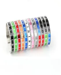 Hela manschettarmband armband rostfritt stål 12 färger i silverfärgöppningsarmband Par smycken kvinna med damm Bag4425875