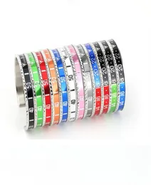 Ganzes Manschette Armband Armreifen Edelstahl 12 Farben in silberfarbenen Farben Öffnen Armbänder Paar Schmuck Frau mit Staubbag4425875